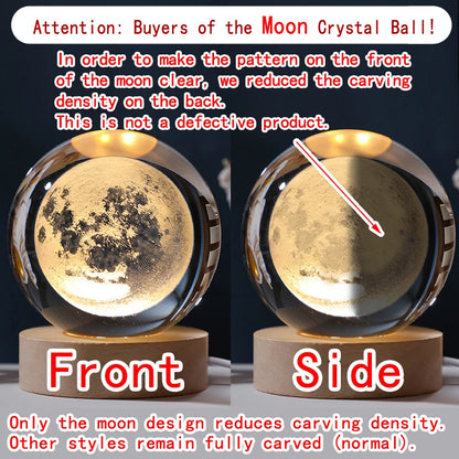 Aura Crystal Ball Night Light — Moon, Saturn & Galaxy