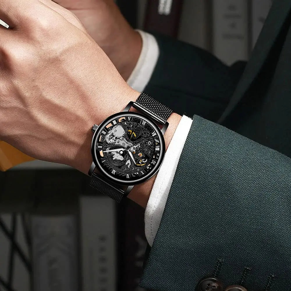 Skeleton Mechanical Watch – Mesh Band