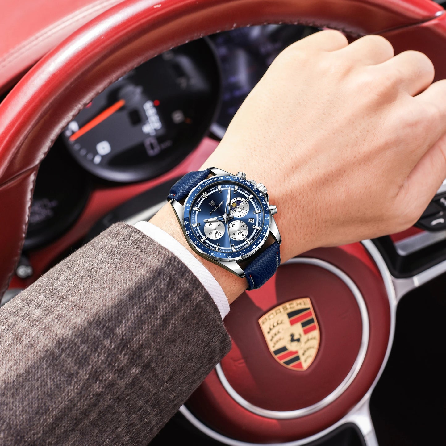 Leather Chronograph Watch