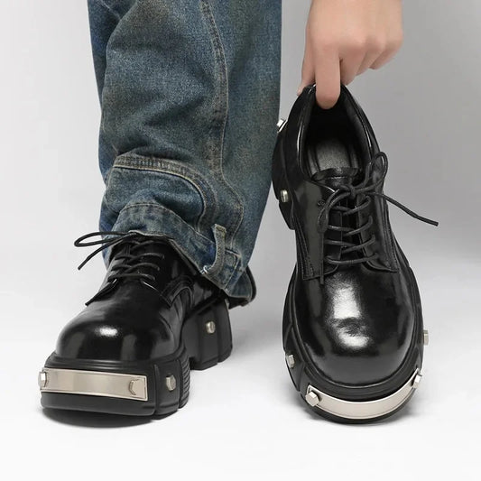 Metal Rivet Derby Shoes — Retro Big Head