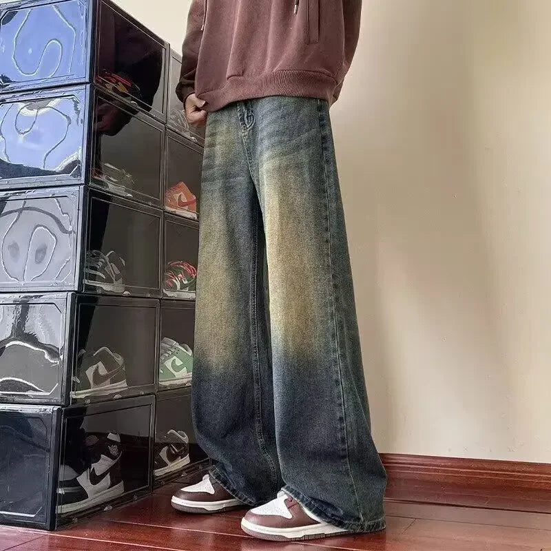 Washed Wide-Leg Jeans – Retro American Vibe