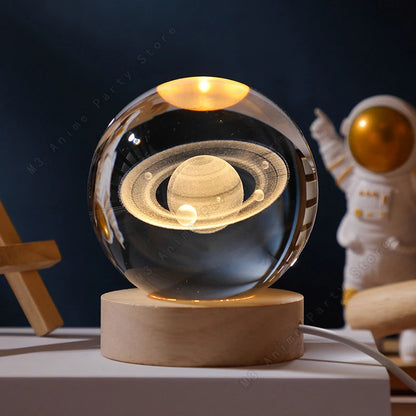 Aura Crystal Ball Night Light — Moon, Saturn & Galaxy