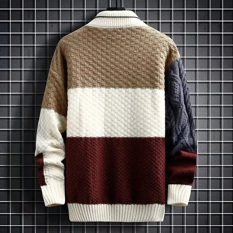 Korean Patchwork Knit Pullover