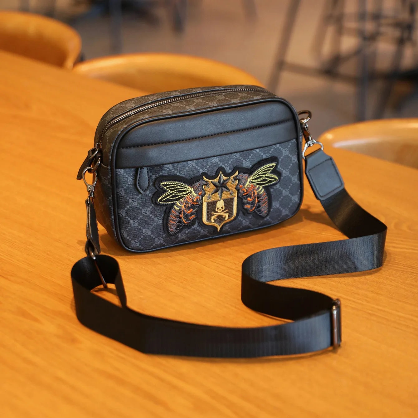 Bee Embroidery Crossbody Bag