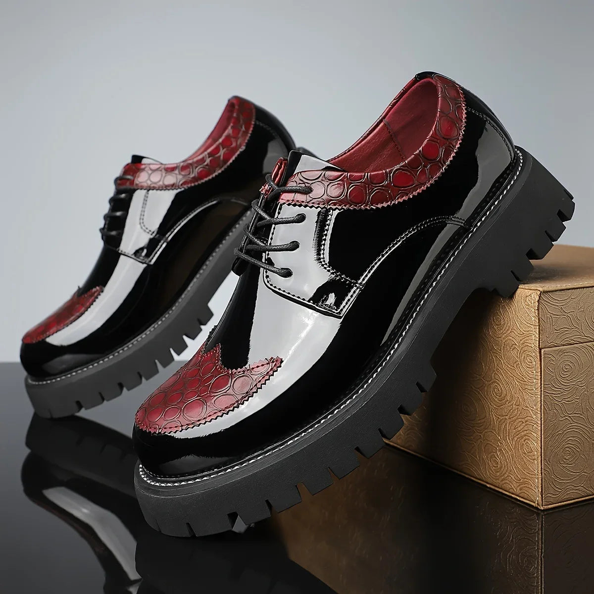 Glossy Carved Leather Loafers