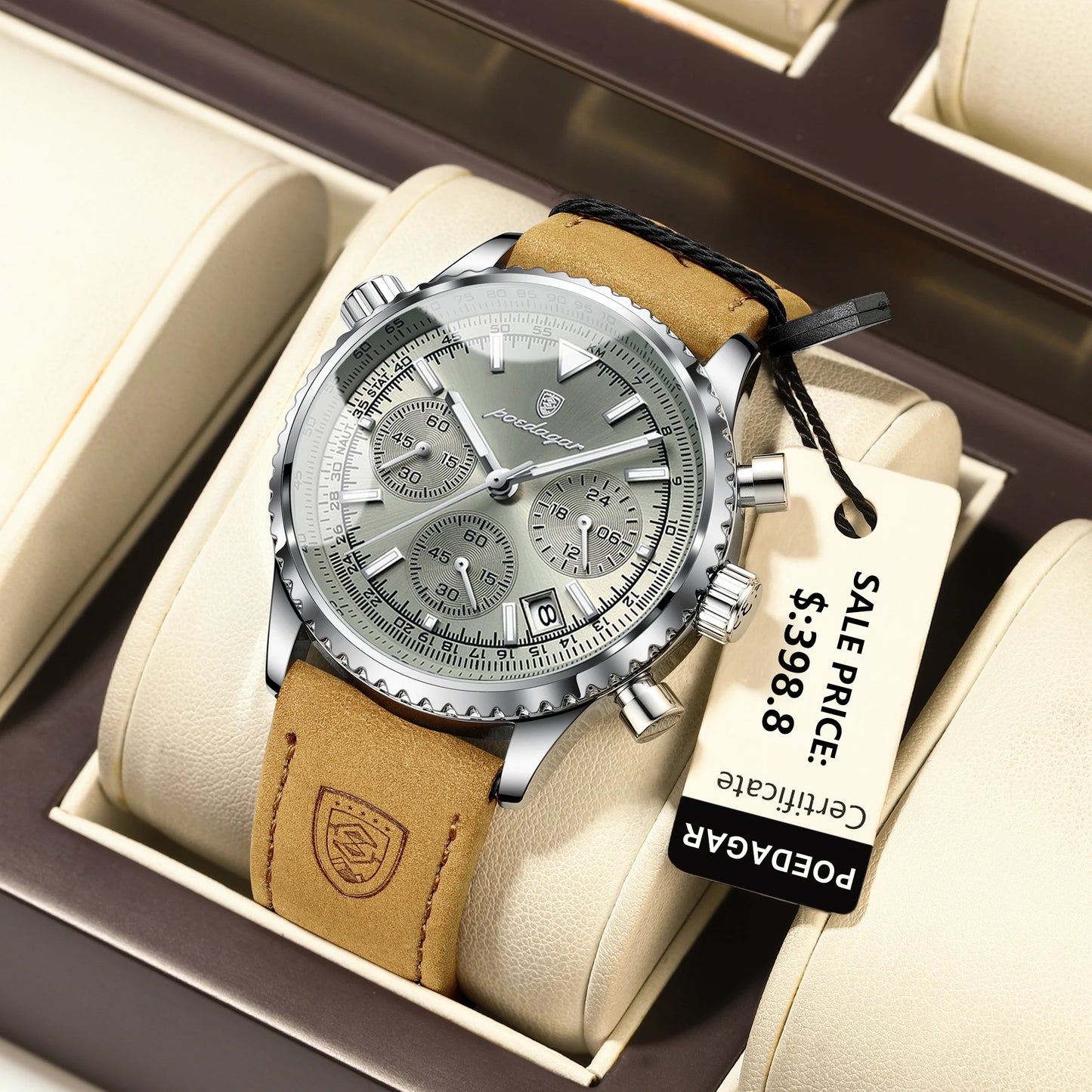 Leather Chronograph Watch