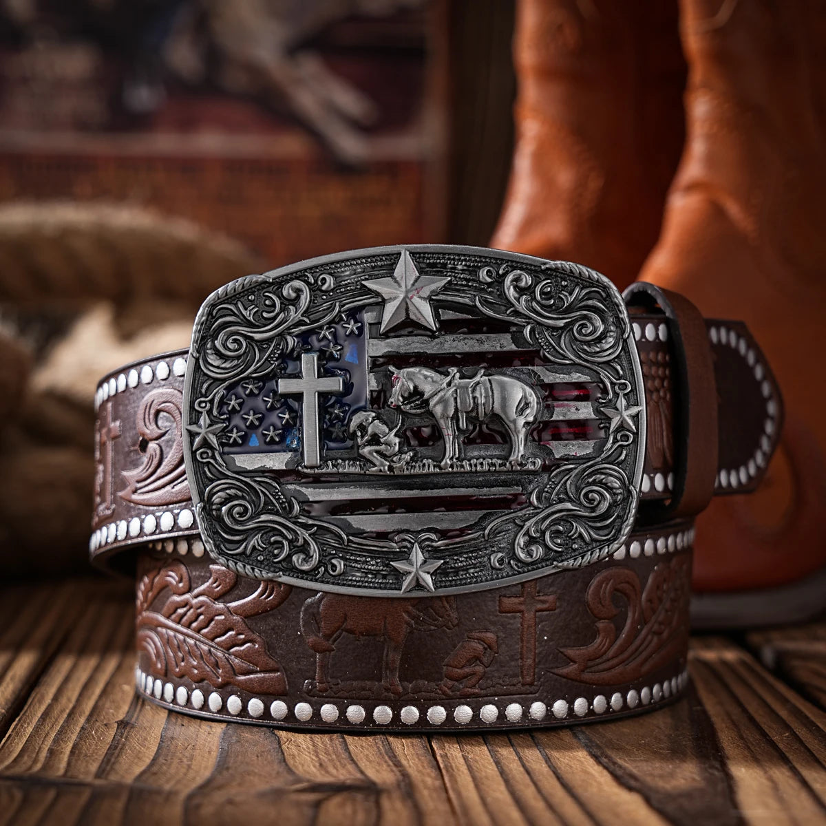 Classic Retro Western Belt — PU Leather