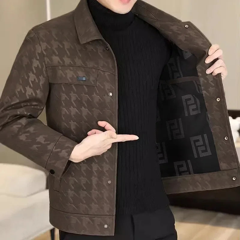 Korean Style Lapel Leather Coat