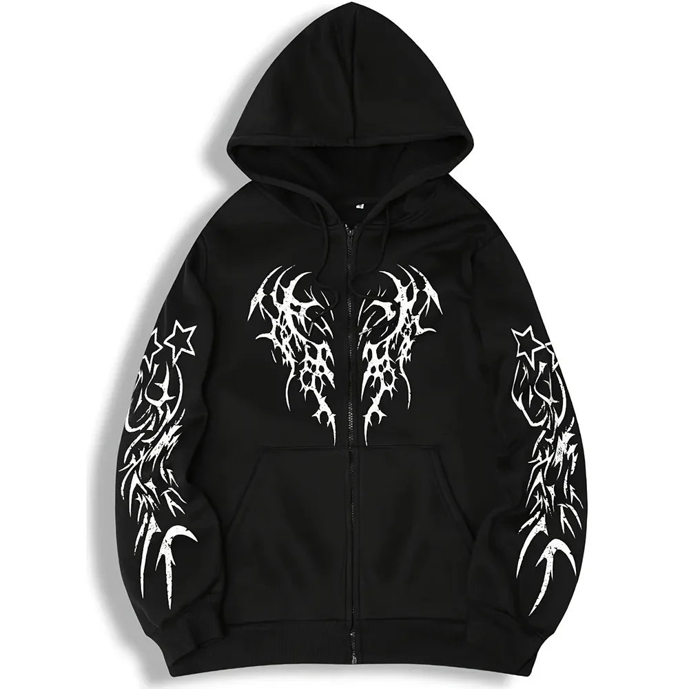 Dark Style Zip Hoodie – 2025 High-End Streetwear