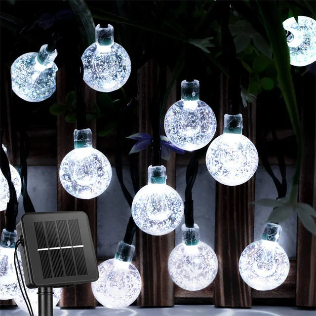 Aura Solar Crystal Globe Lights — Backyard & Trees