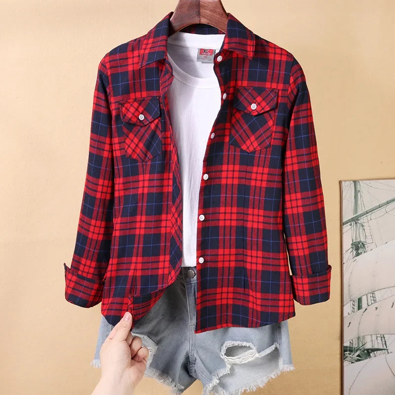 Korean Style Plaid Button-Down