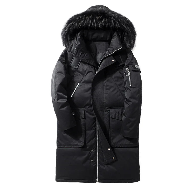 Long Down Jacket – Fleece-Lined Winter Workwear