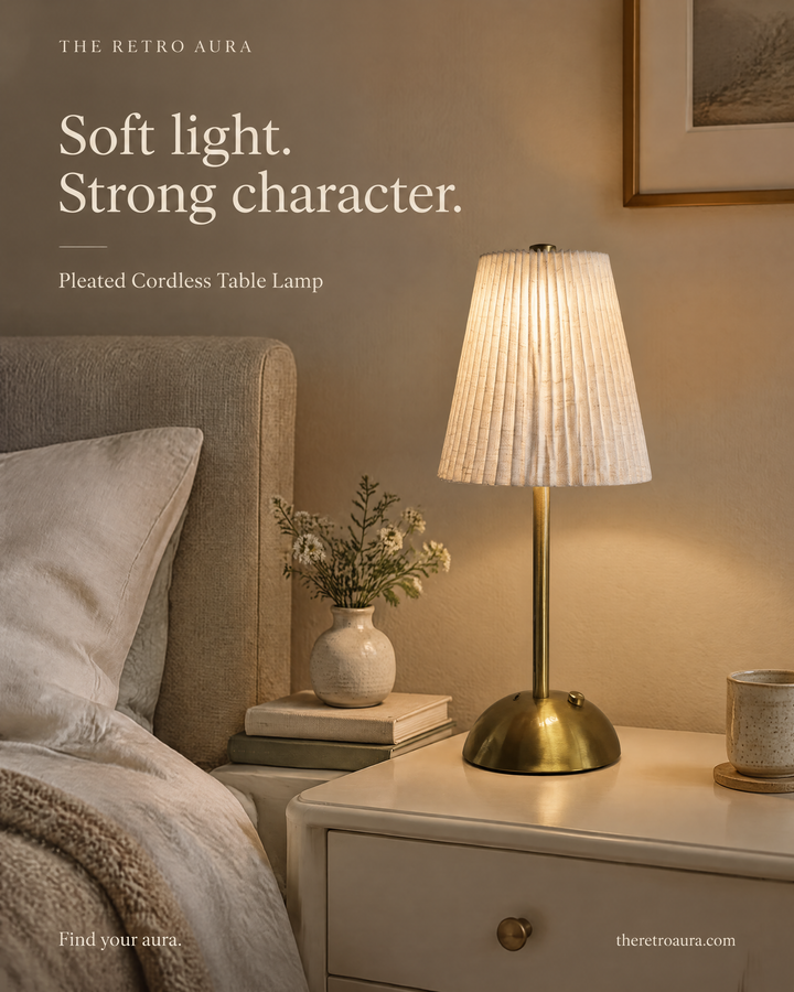 Pleated Cordless Table Lamp
