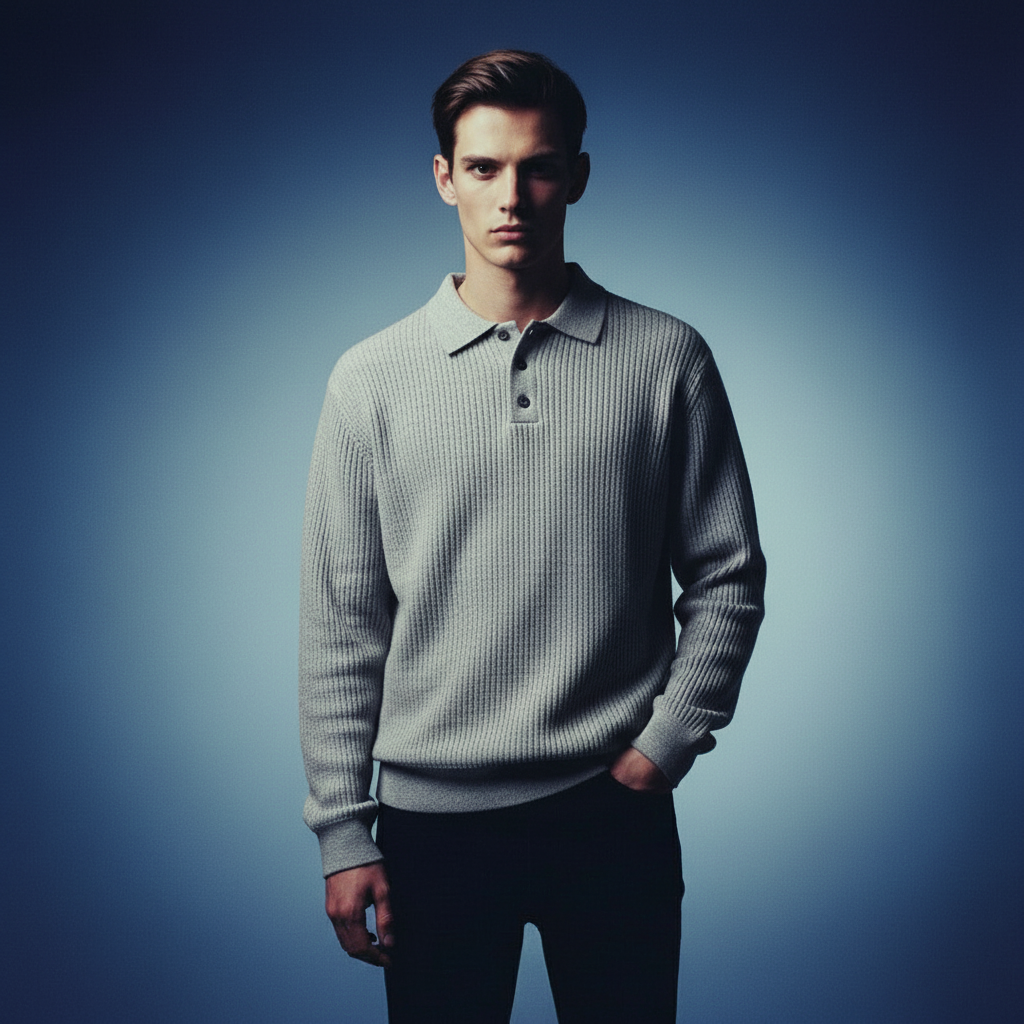 Casual Versatile Knit Polo Top