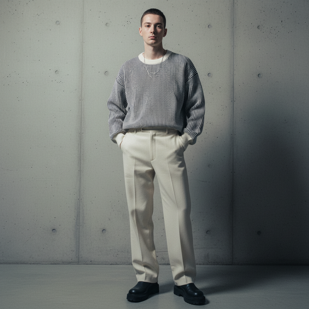 Striped Retro Loose Fit Sweater