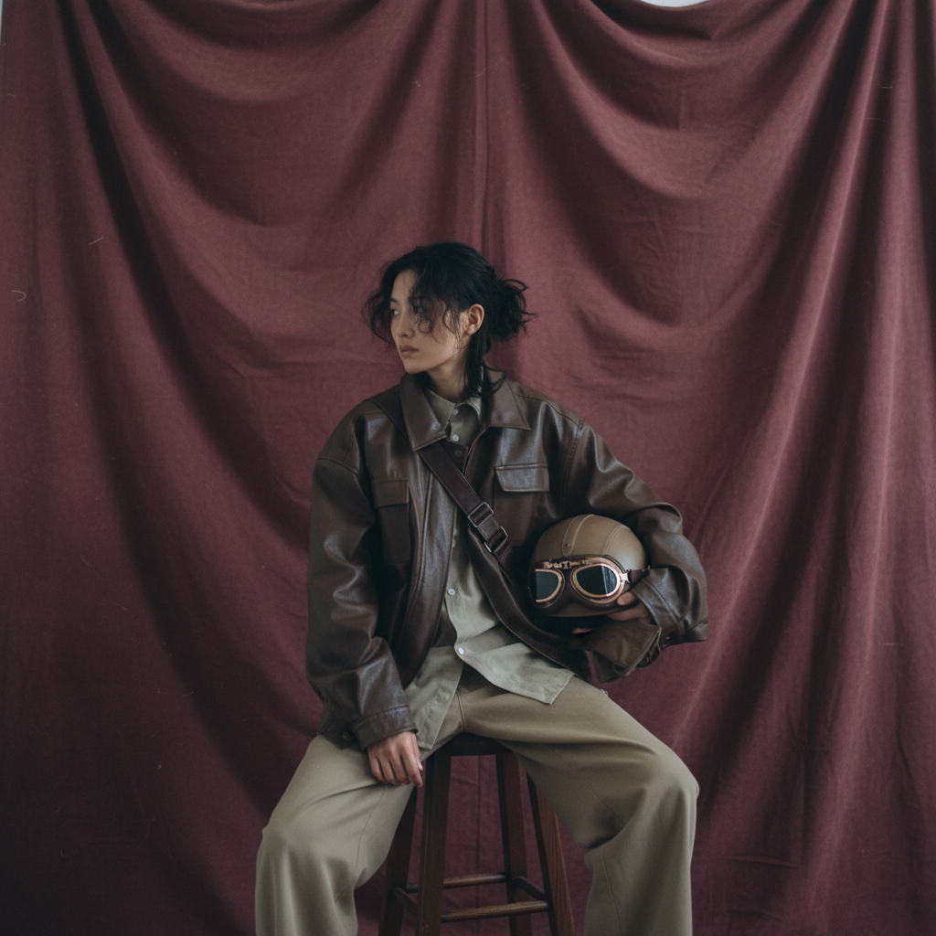 Retro Brown PU Biker Jacket