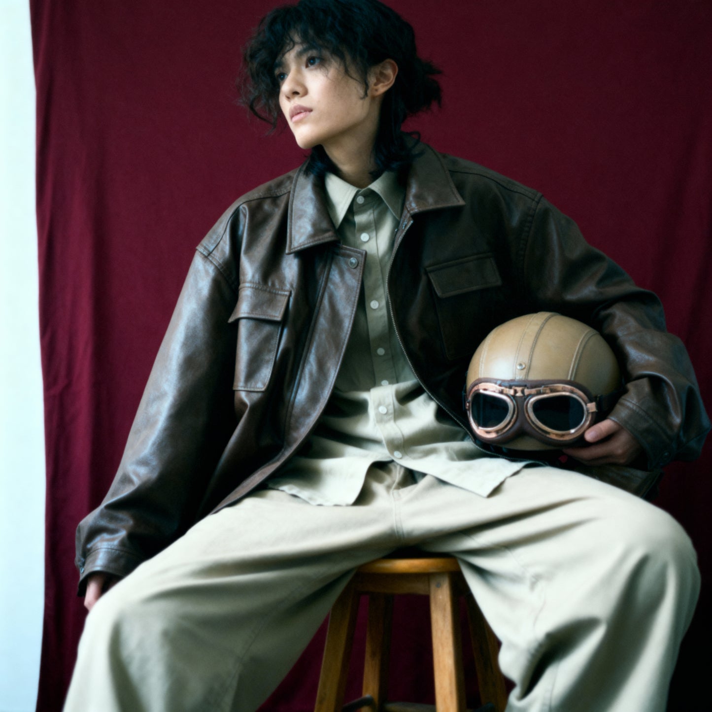 Retro Brown PU Biker Jacket