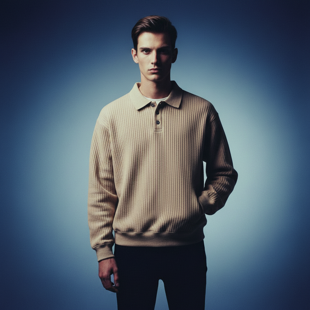 Casual Versatile Knit Polo Top