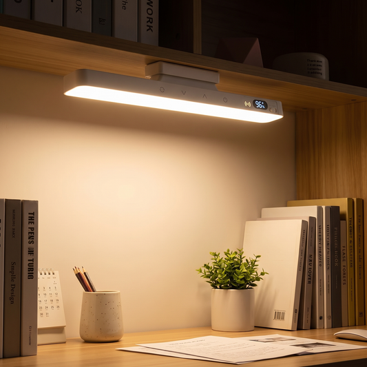 Magnetic mini lamp on a desk shelf (styled photo)