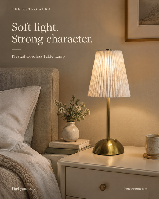 Lampe de table sans fil plissée