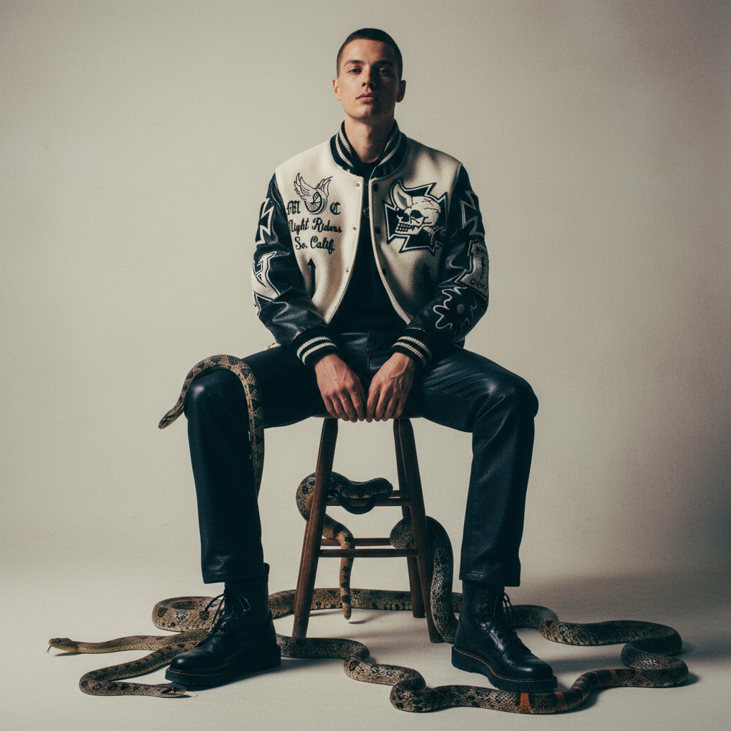 Retro Skull Embroidered Baseball Jacket