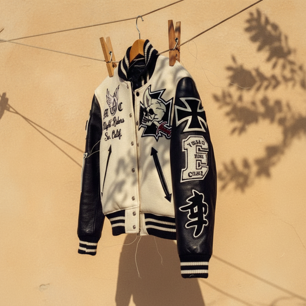 Retro Skull Embroidered Baseball Jacket