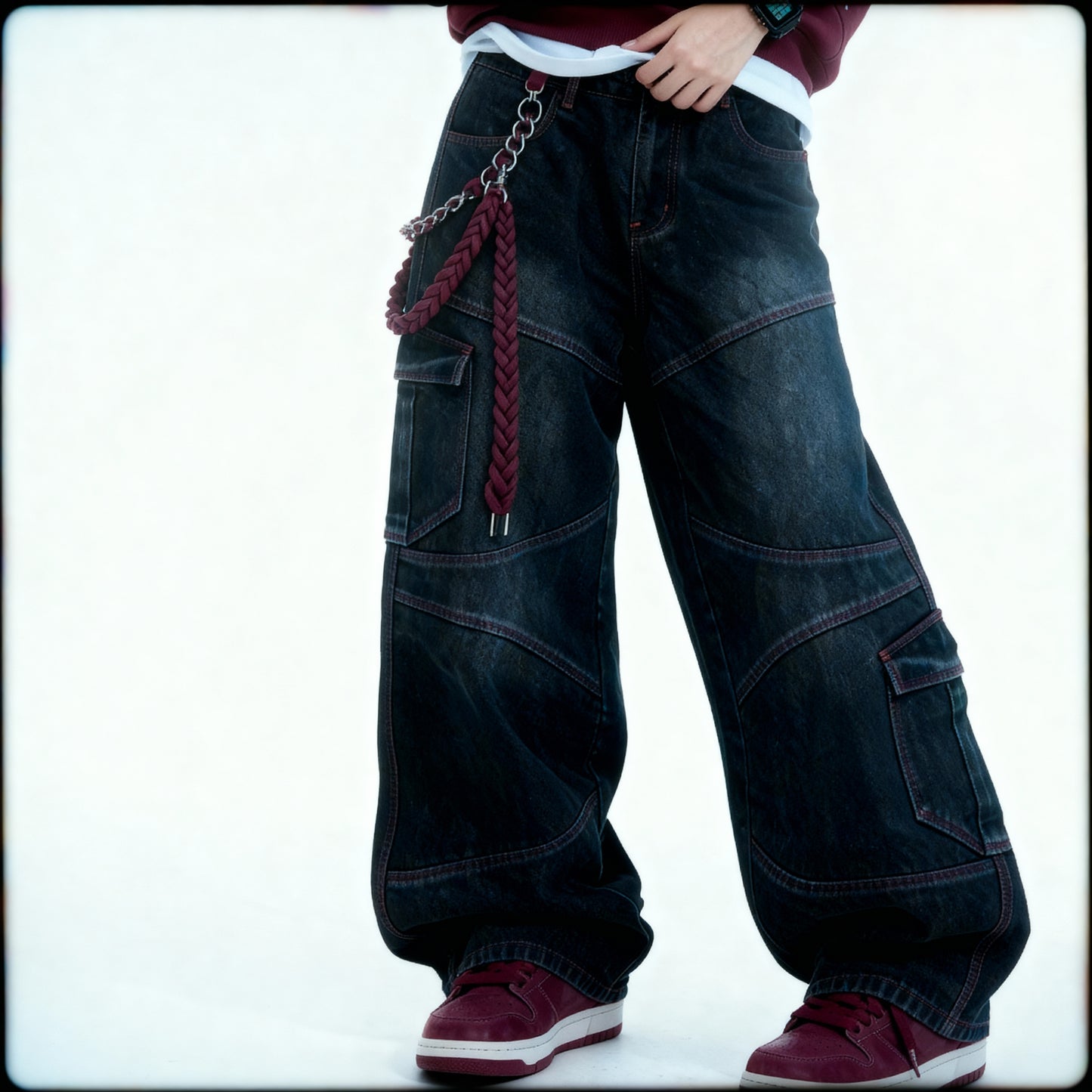 Deconstructed Wide-Leg Jeans – American Street Style