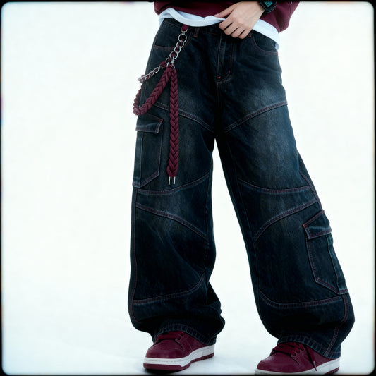 Deconstructed Wide-Leg Jeans – American Street Style