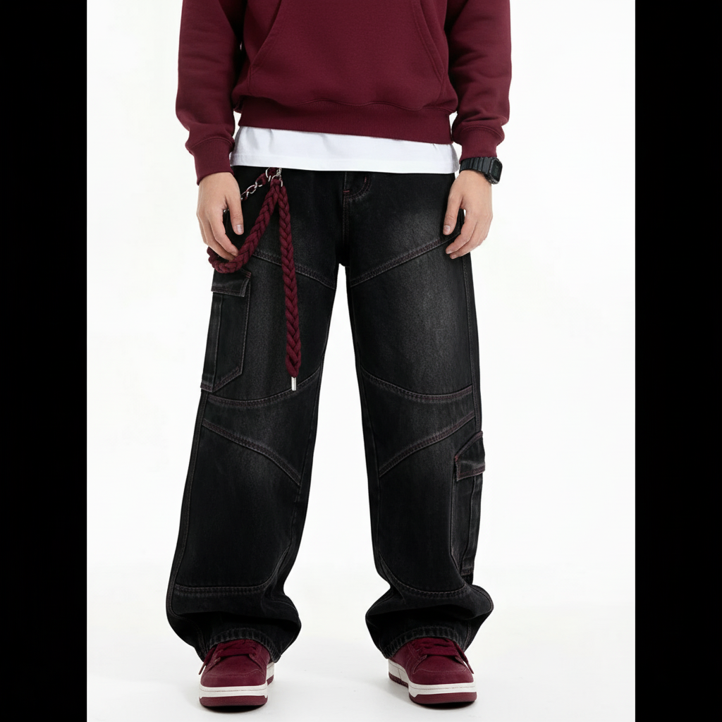 Deconstructed Wide-Leg Jeans – American Street Style