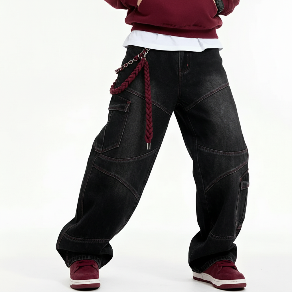 Deconstructed Wide-Leg Jeans – American Street Style