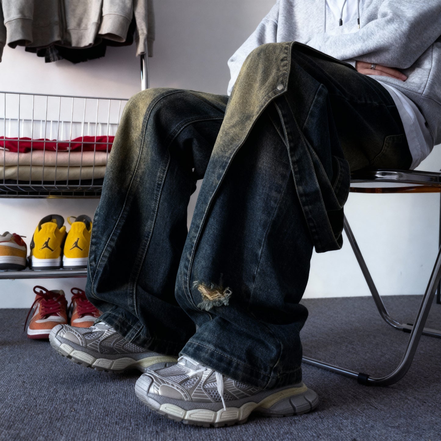 Patchwork Denim Jeans – Retro High Street Style