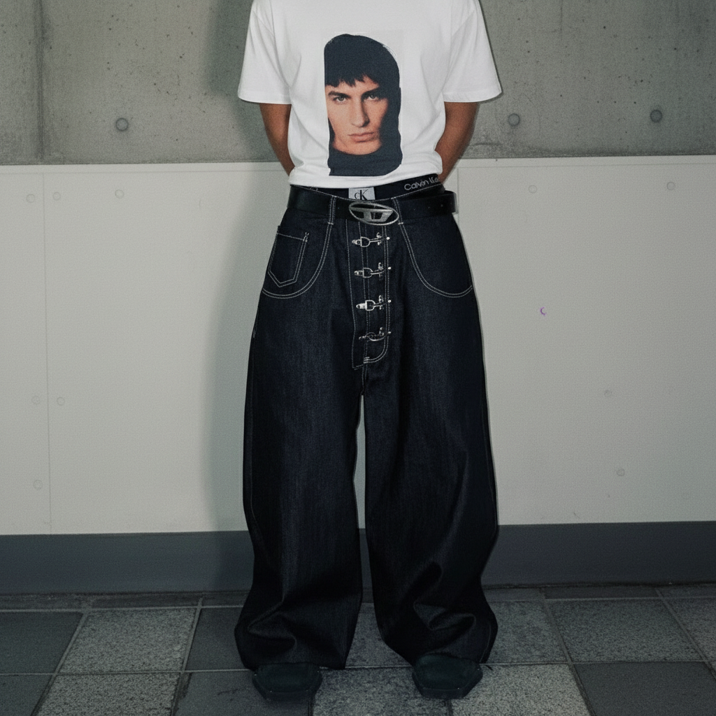 Street Style Multi-Buckle Jeans