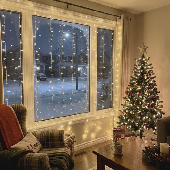Styling visualization: curtain lights in a winter window