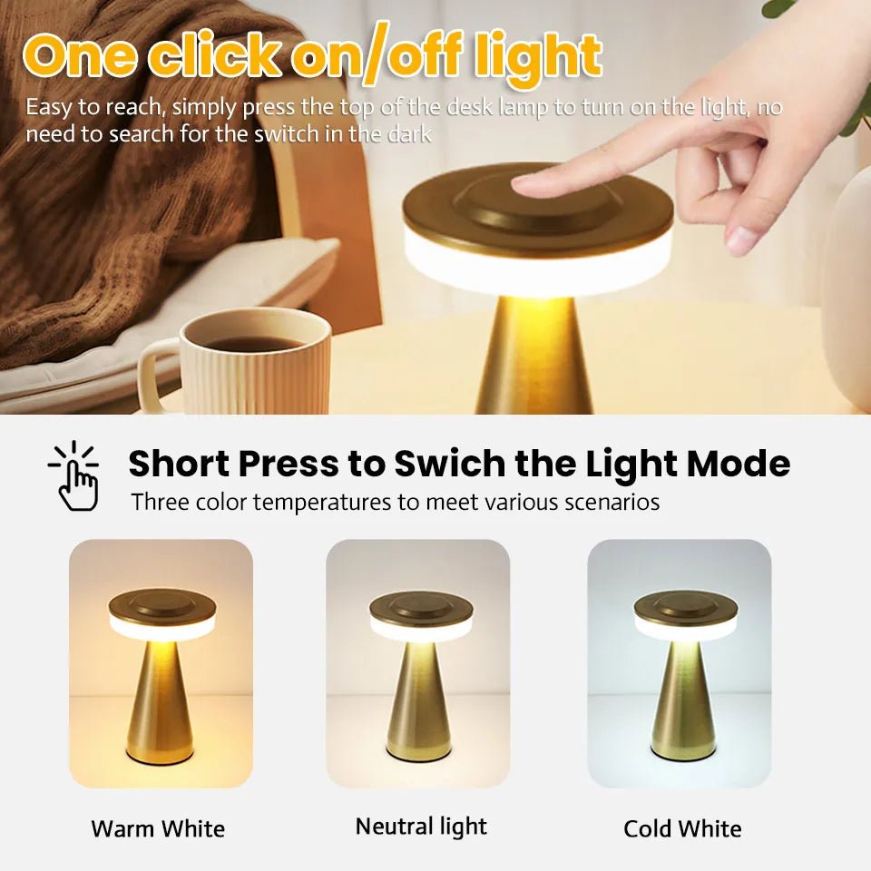 The Desk Glow — Cordless Rechargeable Desk Lamp - THE RETRO AURA