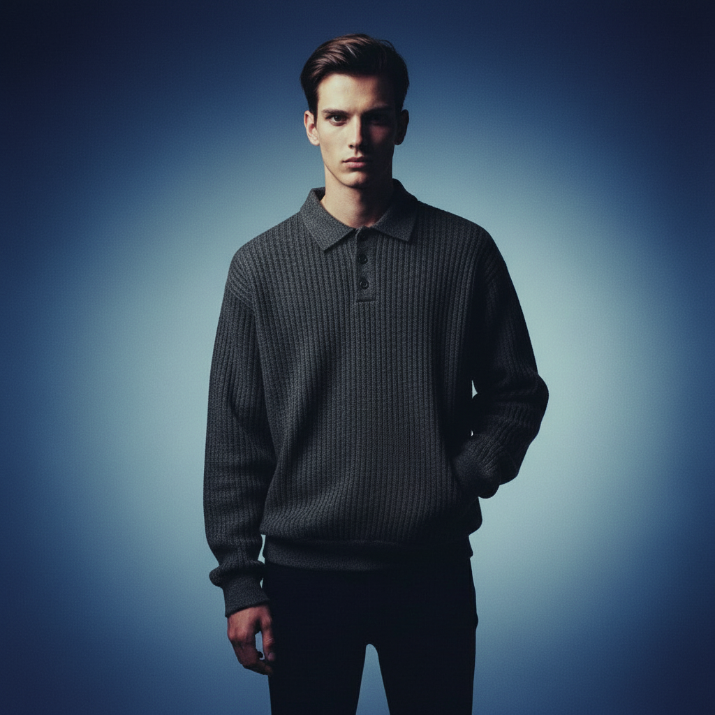 Casual Versatile Knit Polo Top