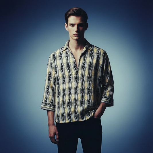 Lazy Fit Draped Ice Silk Shirt